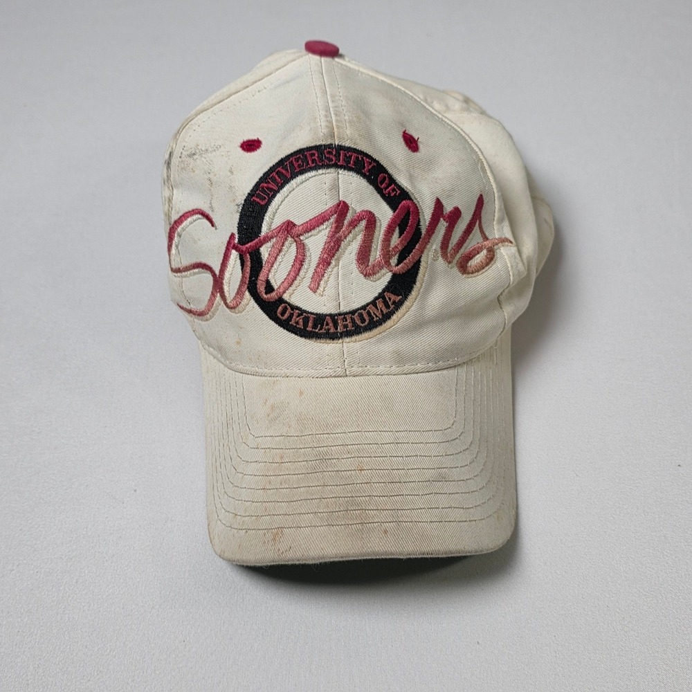 The Game Oklahoma Sooners Hat Mens OSFA Cream Vintage Snapback NCAA Cap Vintage